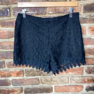 Francesca's Blue Rain Black Crochet Lace Side-Zip Shorts Women's Size Medium
